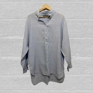 Monoprix Femme 4 Blue linen oversized tunic longsleeves